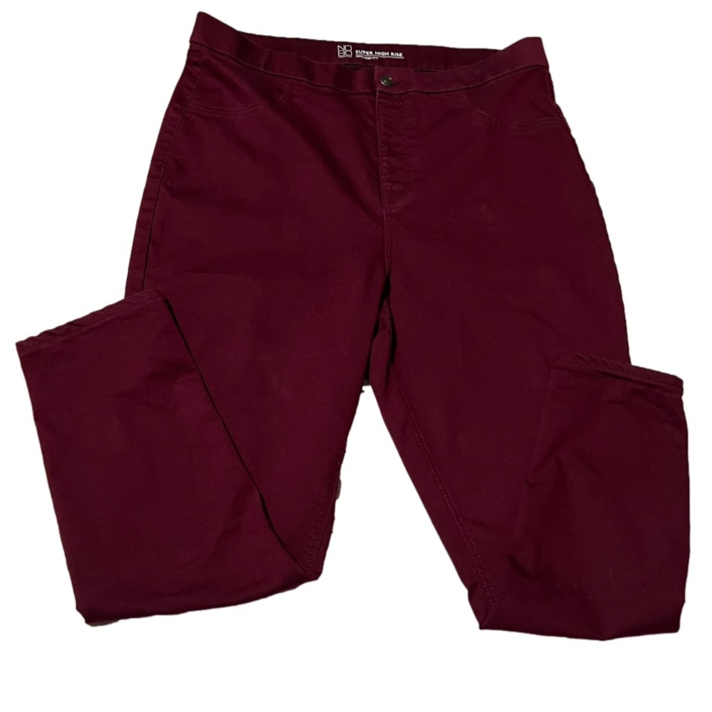 NOBO Women’s Plus 3X (21) Super High Rise Burgundy Jeans